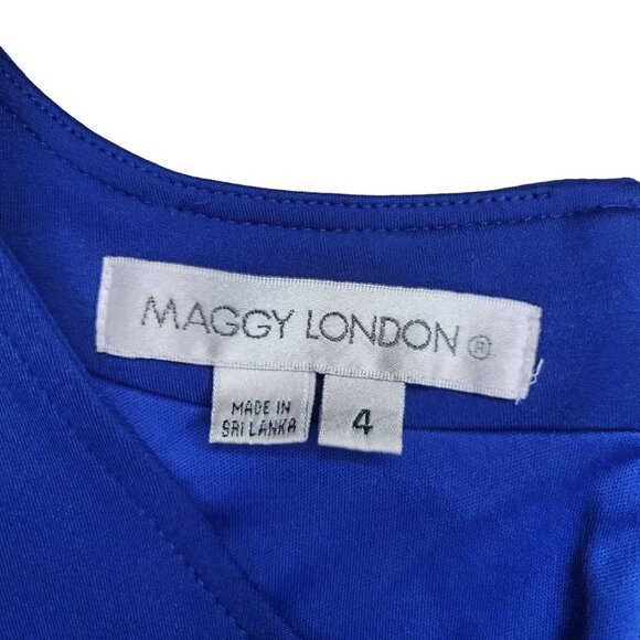 Maggy London Women's sapphire royal Blue Sheath Dress Knee-Length Cap sleeve 4 - Picture 3 of 7